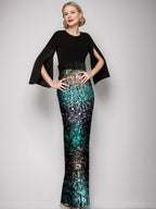 Retro Floor Length Trumpet Mermaid Gown With Belt For Mothers Of The Bride