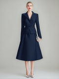 V Neck A Line Princess Tea Length Dress With Long Sleeves Belt For Mothers