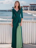 Elegant V Neck A Line Gown For Mothers Of The Bride And Groom With Long Sleeves