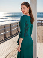 Elegant V Neck A Line Gown For Mothers Of The Bride And Groom With Long Sleeves