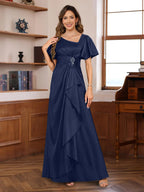 Elegant V Neck A Line Floor Length Mother Of The Bride Dress With Beaded Sequins