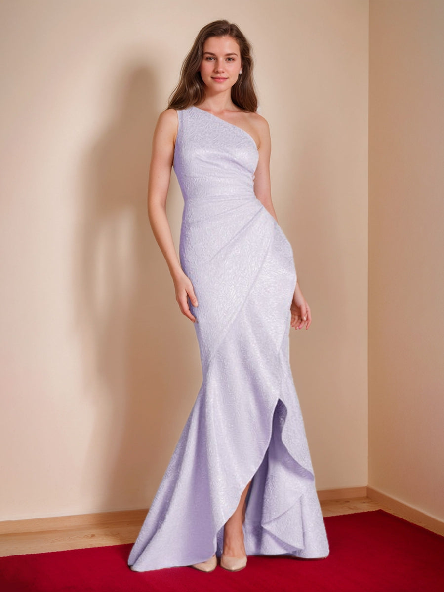 Elegant One Shoulder Trumpet Mermaid Dress for Mother of Bride and Groom Ruffles