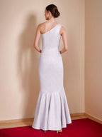 Elegant One Shoulder Trumpet Mermaid Dress for Mother of Bride and Groom Ruffles