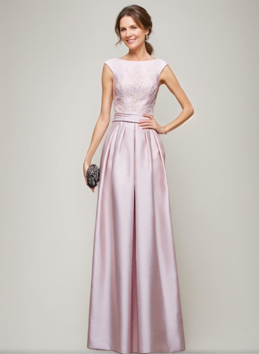 Elegant Sleeveless A Line Floor Length Mother Of The Bride Dresses Lace Pleats