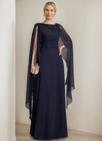 Princess A Line Floor Length Mother Of The Bride Dress With Cape Sleeves Bow