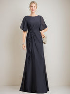 Princess A Line Jewel Neck Floor Length Mother Of The Bride Dress With Crystals