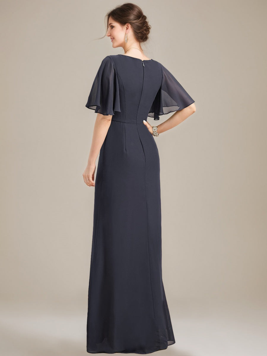 Princess A Line Jewel Neck Floor Length Mother Of The Bride Dress With Crystals