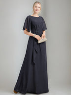 Princess A Line Jewel Neck Floor Length Mother Of The Bride Dress With Crystals