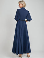 Queen Anne Neckline Aline Mother of the Bride Ankle Dress with Pleats Beads