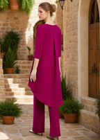 Two Piece V Neck Floor Length Pantsuit With Jewels For Mother Of The Bride