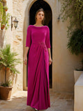 Floor Length Dress For Mother Of The Bride Cowl Neck Jewel Appliques