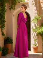 Floor Length Dress For Mother Of The Bride Cowl Neck Jewel Appliques