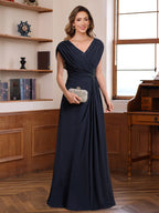 V Neck A Line Floor Length Dress For Mothers Of The Bride And Groom With Sequins