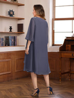 Mother Of The Bride And Groom Knee Length A Line With Beaded Jacket Ruffles