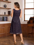 Knee Length A Line Princess Mother Of Bride Groom Dress With Lace Jacket Sequins