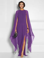Chiffon Wedding Guest Dresses With Side Slit Sheath Column Style