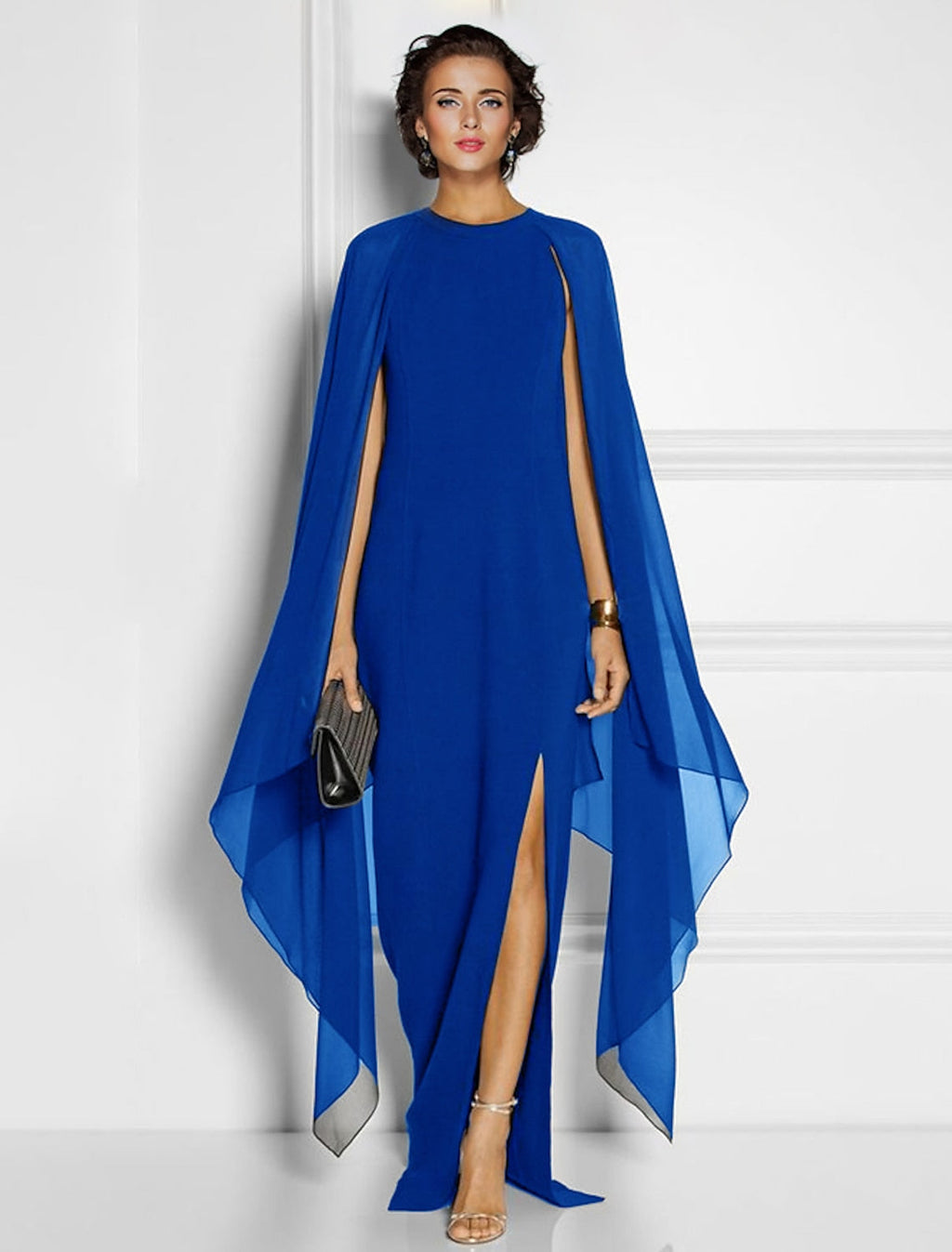 Chiffon Wedding Guest Dresses With Side Slit Sheath Column Style