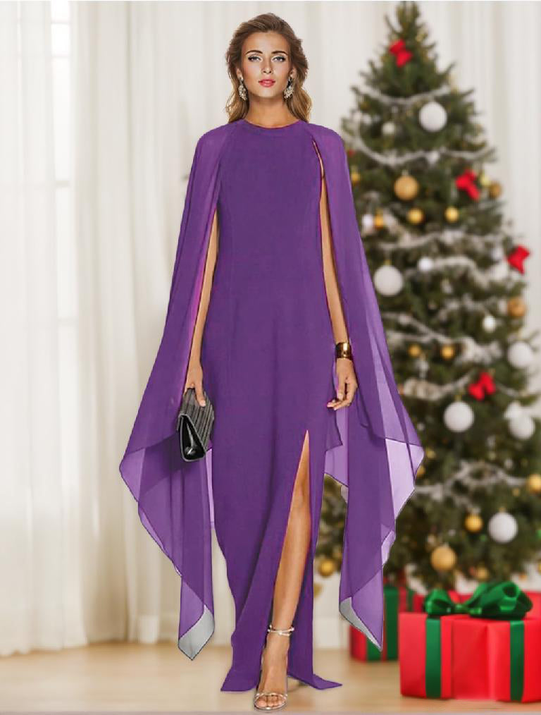 Chiffon Wedding Guest Dresses With Side Slit Sheath Column Style
