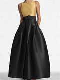 Sleeveless Floor Length A Line Dress For Mother Of The Bride With Belt