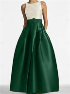 Sleeveless Floor Length A Line Dress For Mother Of The Bride With Belt