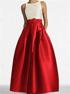Sleeveless Floor Length A Line Dress For Mother Of The Bride With Belt