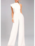 One Shoulder Ruffled Jumpsuit for Prom and Cocktail Parties in Empire Style