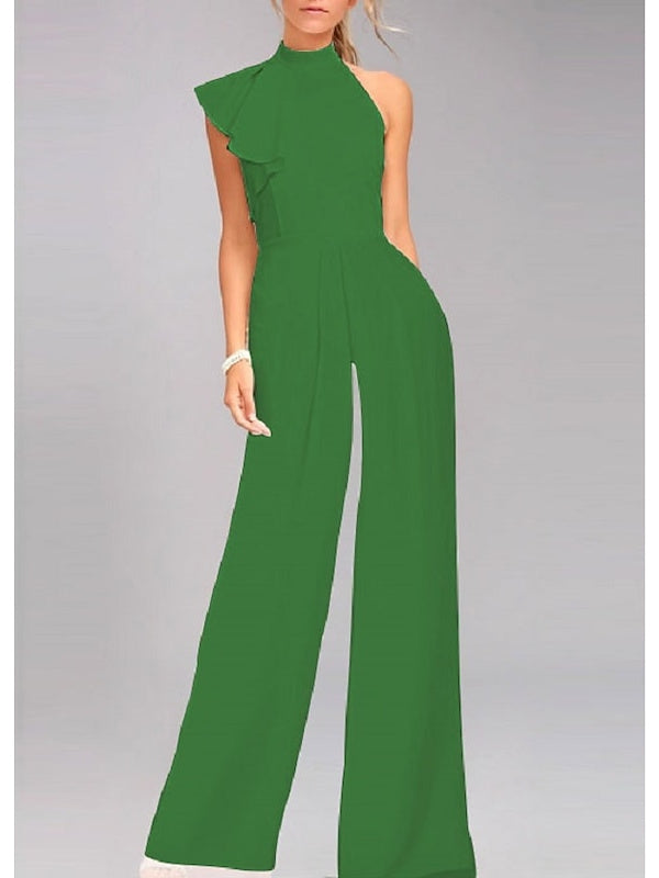 One Shoulder Ruffled Jumpsuit for Prom and Cocktail Parties in Empire Style