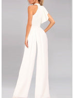 One Shoulder Ruffled Jumpsuit for Prom and Cocktail Parties in Empire Style