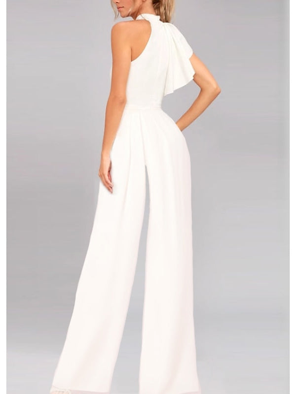 One Shoulder Ruffled Jumpsuit for Prom and Cocktail Parties in Empire Style