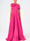 Satin One Shoulder A Line Prom Dress For Mother Of The Bride With Bow