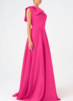 Satin One Shoulder A Line Prom Dress For Mother Of The Bride With Bow