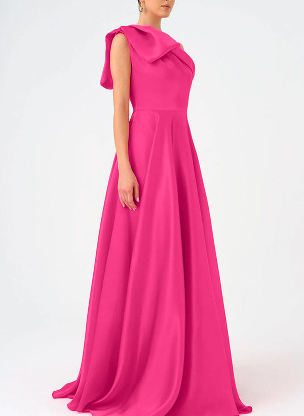 Satin One Shoulder A Line Prom Dress For Mother Of The Bride With Bow