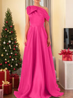 Satin One Shoulder A Line Prom Dress For Mother Of The Bride With Bow