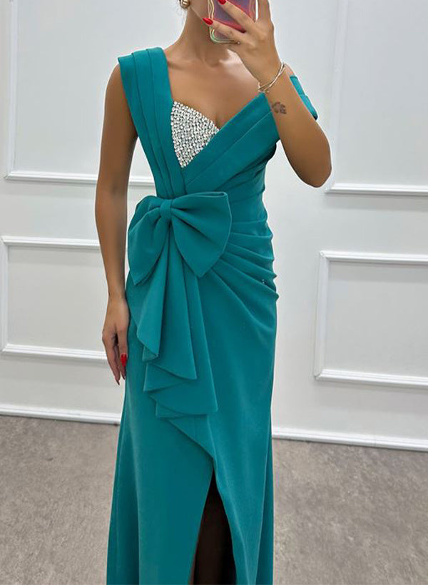 Sleeveless Satin Mother Of The Bride Dress With Bow Details Sheath Silhouette