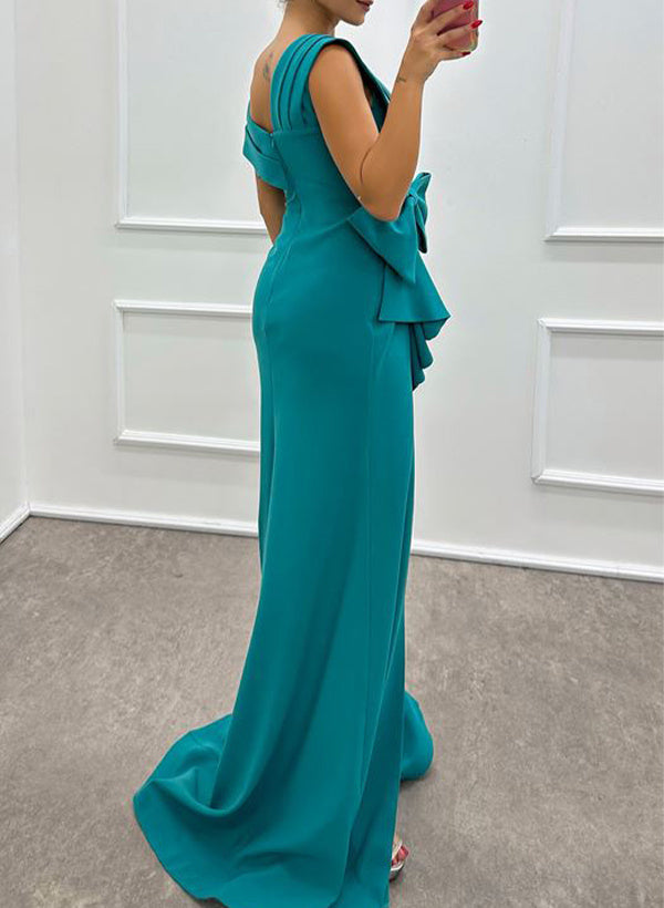 Sleeveless Satin Mother Of The Bride Dress With Bow Details Sheath Silhouette