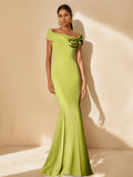 Mother Of Bride Off Shoulder Dress Trumpet Mermaid Style With Detachable Flower