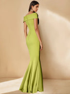 Mother Of Bride Off Shoulder Dress Trumpet Mermaid Style With Detachable Flower