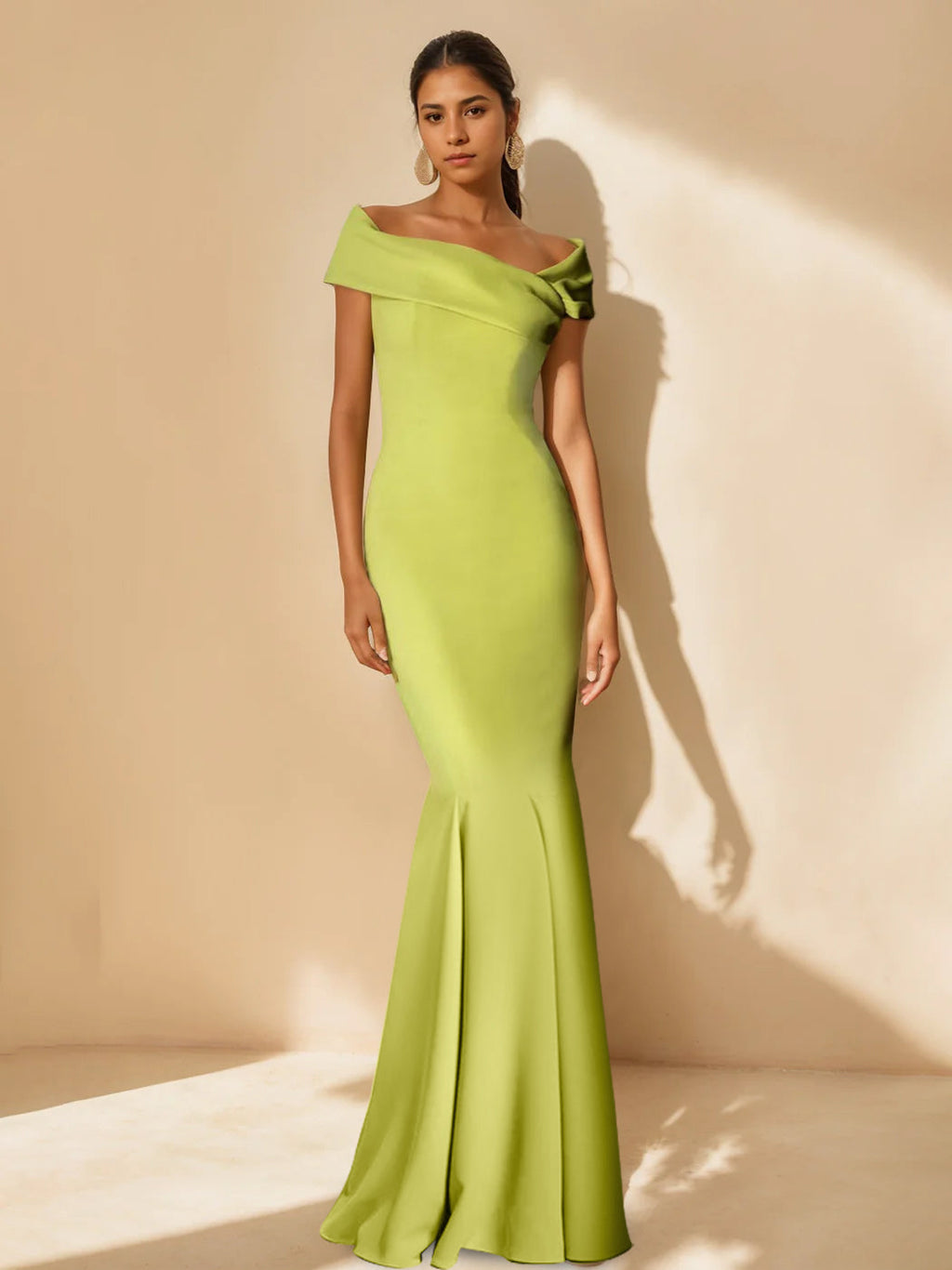 Mother Of Bride Off Shoulder Dress Trumpet Mermaid Style With Detachable Flower