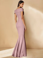 Mother Of Bride Off Shoulder Dress Trumpet Mermaid Style With Detachable Flower