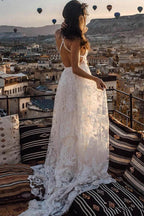 Roycebridal Charming Ivory Boho Lace Bohemian Long Beach Wedding Dresses Bridal Dress, MW263