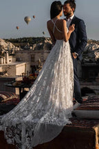 Roycebridal Charming Ivory Boho Lace Bohemian Long Beach Wedding Dresses Bridal Dress, MW263