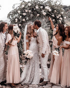 Roycebridal Sweetheart Neck Lace Beach Ivory Rustic Boho Wedding Dresses