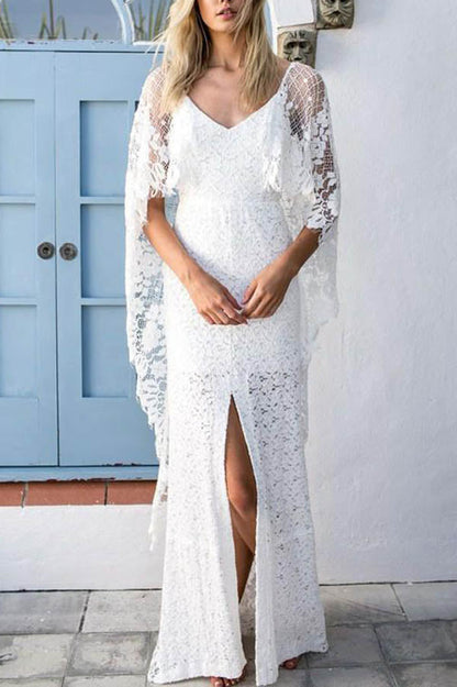 Roycebridal Fledermausärmel Spitze Rustikale Brautkleider Elfenbein Etui Boho Brautkleider