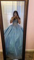 Robe de bal bleue à épaules dénudées, robe de quinceañera bleue, robe de seize ans Y6508