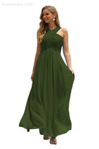Vestido de Dama de Honra Halter em Chiffon para Mulher, Modelo A-Line, Longo, Formal, para Baile de Finalistas SEA28015