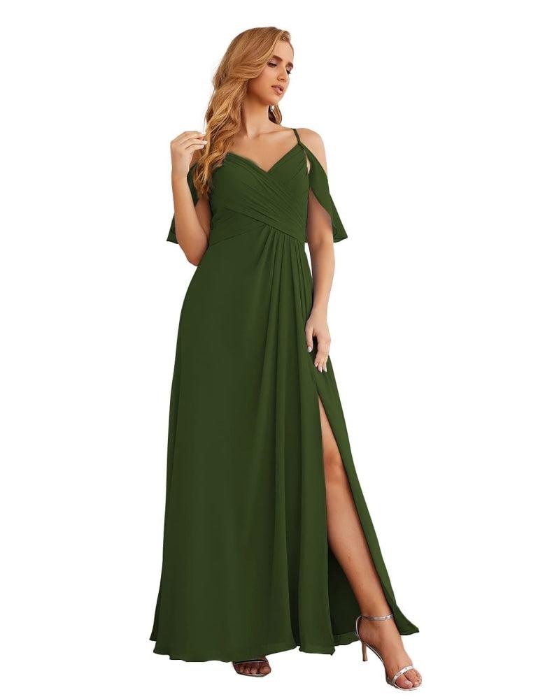 Vestidos longos de dama de honor em chiffon com ombros descobertos Numbersea, tamanhos grandes, vestidos formais de baile para mulher, festa e casamento SEA28070