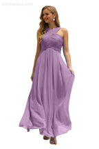 Vestido de Dama de Honra Halter em Chiffon para Mulher, Modelo A-Line, Longo, Formal, para Baile de Finalistas SEA28015