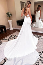 Sweetheart Mermaid Sleeveless Wedding Dress With Ruffles Floor Length Satin