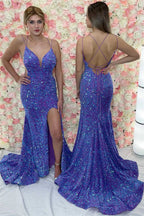 Abito da sera sirena con paillettes sul retro e spacco SYP142