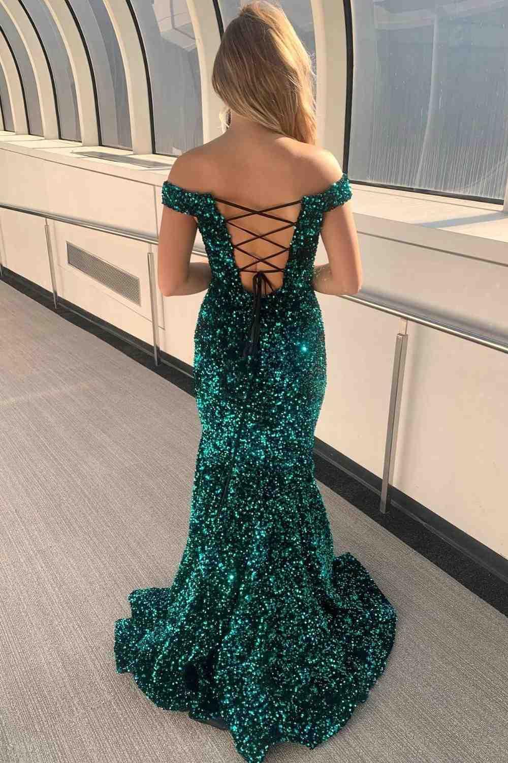 Abito lungo con paillettes a sirena Abiti da cerimonia SYP150
